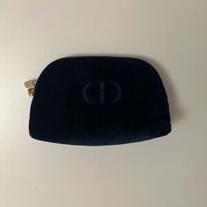 DIOR Navy Blue Velvet Makeup Pouch